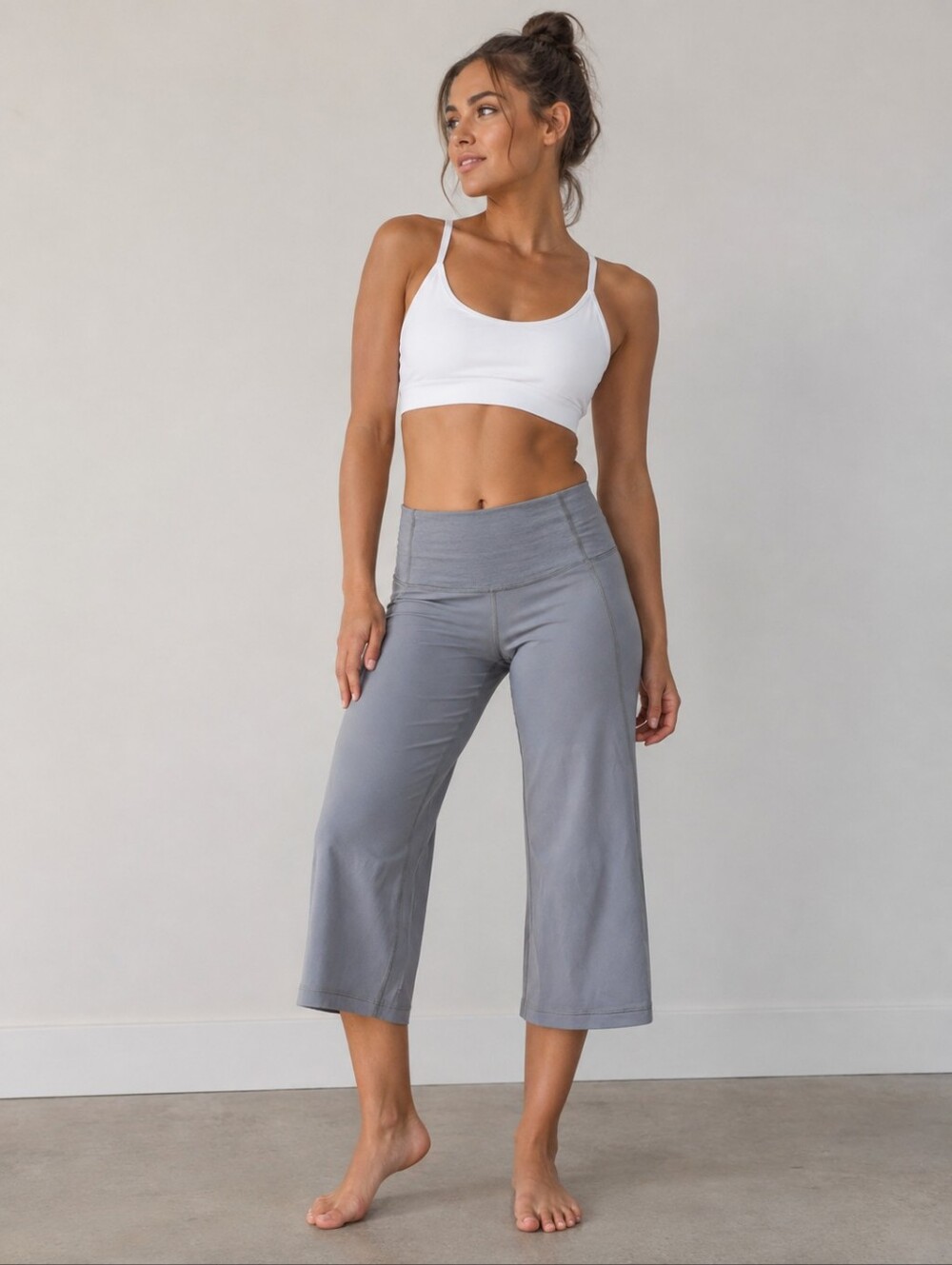 Lululemon High-waisted Gray Cropped Wide Leg Yoga Pants Size 6